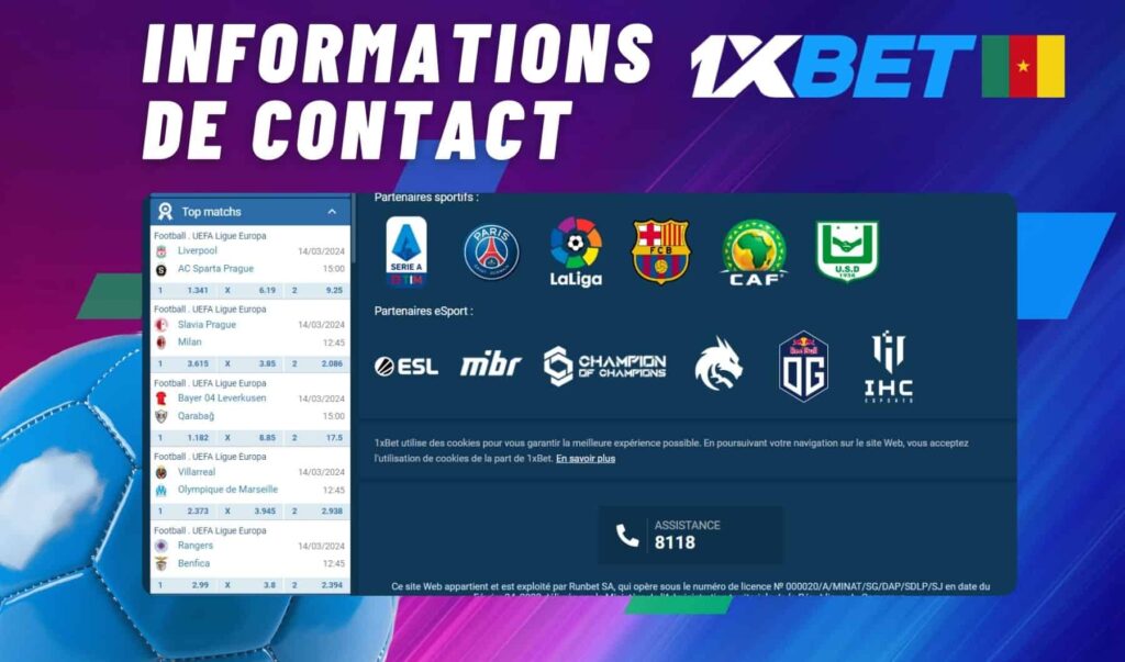 1xbet Cameroun Informations de contact