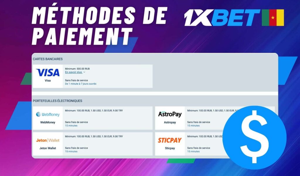 1xbet Cameroun Méthodes de paiement